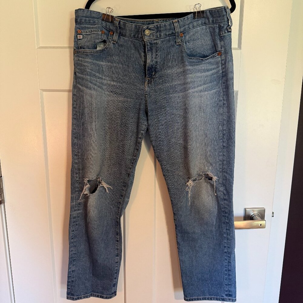 AG Ex-Boyfriend Slim Slouchy cropped with holes